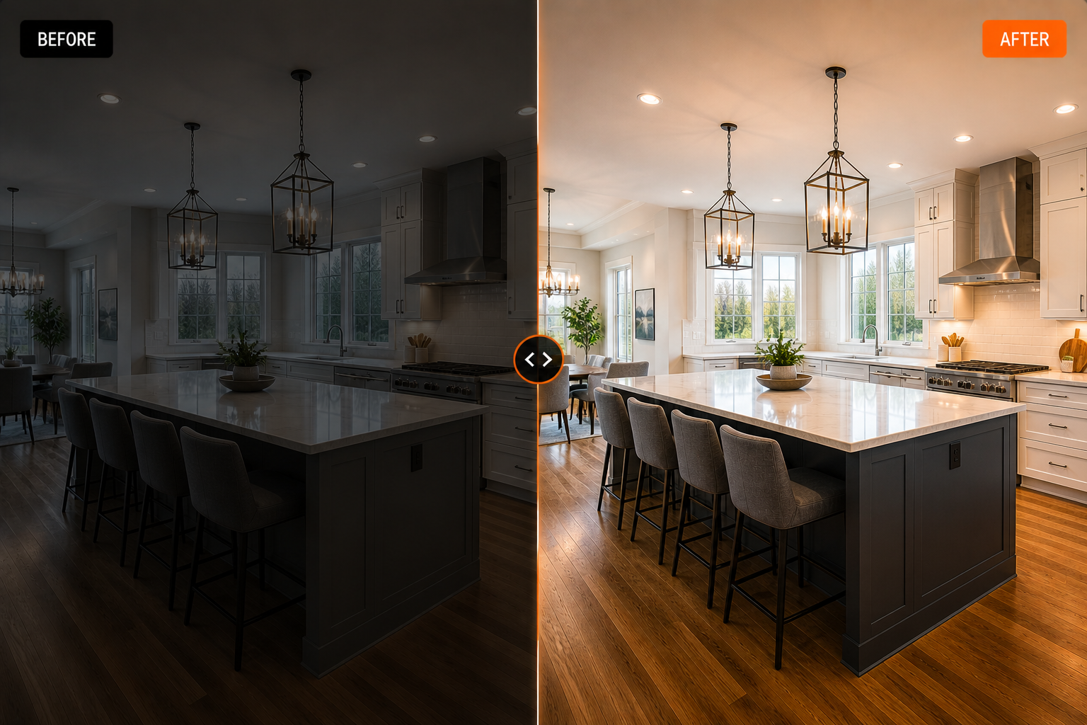 Kitchen before and after